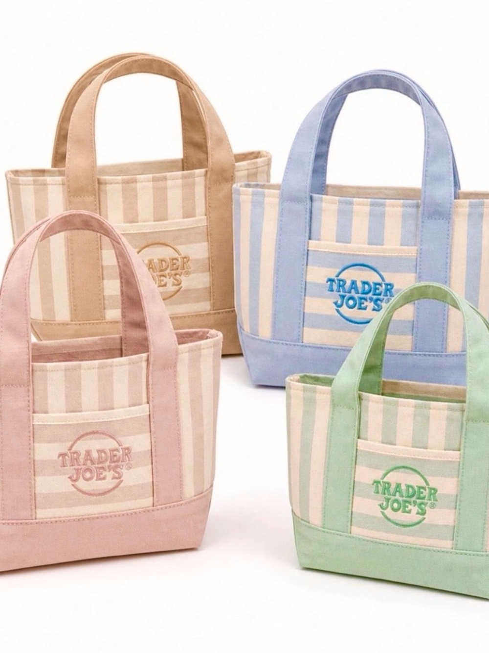 Trader Joe's NWT EXCLUSIVE LIMITED EDITION Striped Canvas Tote Bags (4)